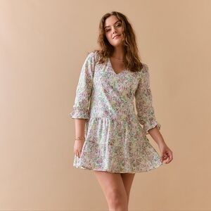 Francesca’s Mi Ami Floral Tiered Mini Dress L